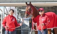 ２３年グランプリ覇者・競輪の松浦悠士選手がフォーエバーヤングと対面「すごくきれいだなと思いました」　栗東訪問