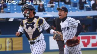 【野球部】おかえり江藤が先制！田中誠が２年ぶり完封で勝利！紫合戦初戦を今季初白星で飾る