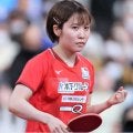 【卓球】平野美宇、オレンジ半袖Ｔシャツ＆スカート型ユニホーム姿で「ベストを尽くす」意気込む