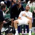 ディミトロフ 勝利まであと1セットで棄権