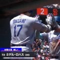 「わんわ～ん！」大谷翔平がお出迎え！同僚ロハスの5号ソロに“デコピン”ポーズで歓喜「犬やった」「頼れる兄貴やな」