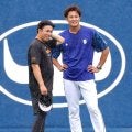 藤浪晋太郎と馬場皐輔がハマスタで再会　阪神のドラフト１位右腕が別々の球団に　笑顔で談笑するシーンも