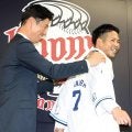 【西武】FA桑原将志入団会見で新外国人２人の獲得も発表　積極補強の背景を広池本部長が説明