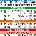 侍ジャパン・今後の主な日程／一覧