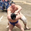 元大関・朝乃山　藤ノ川を押し出し、復活優勝に向けて３敗を守る