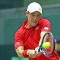  錦織圭 デビス杯会場で練習 