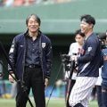 侍ジャパン　佐藤輝明が松井秀喜氏の言葉に満面の笑み　約３分間ケージ裏で談笑　牧秀悟はあいさつ直後に尊敬の？思いにじむ